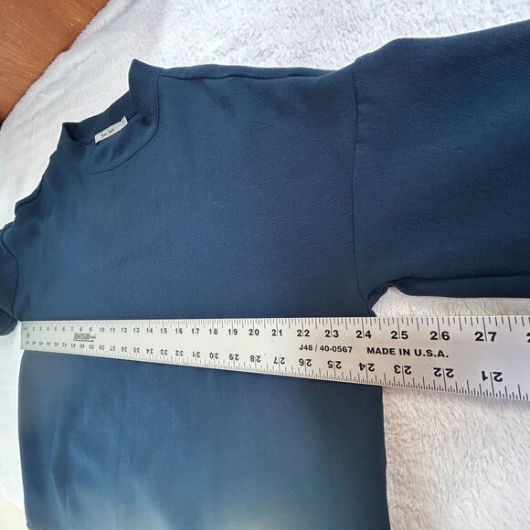 Beau Jours Womens Navy Blue Textured Long Sleeve Pullover Top Large Lightweight - Picture 6 of 7